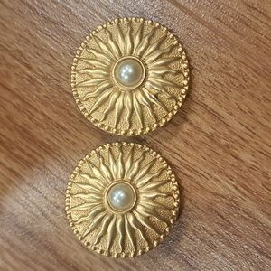 Clipon earrings sun and pearl